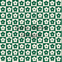 Layla Drew's Designs - Darkgreen Floral Checker