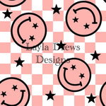 Layla Drew's Designs - Checker Smiley Stars Peach