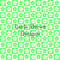 Layla Drew's Designs - Green Floral Checkers