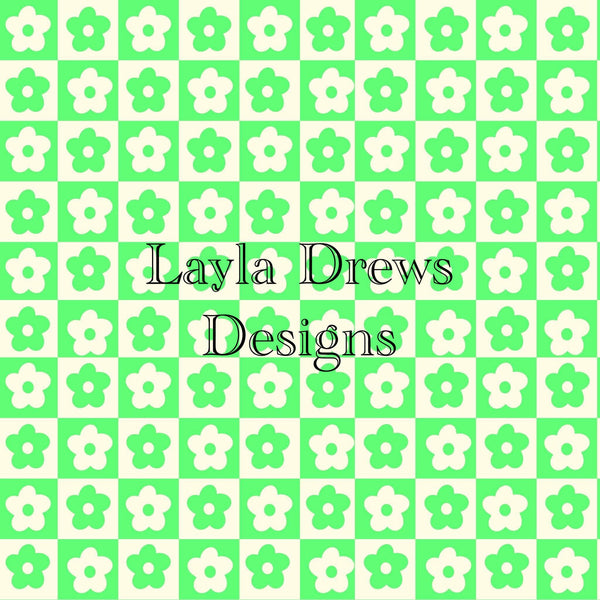 Layla Drew's Designs - Green Floral Checkers