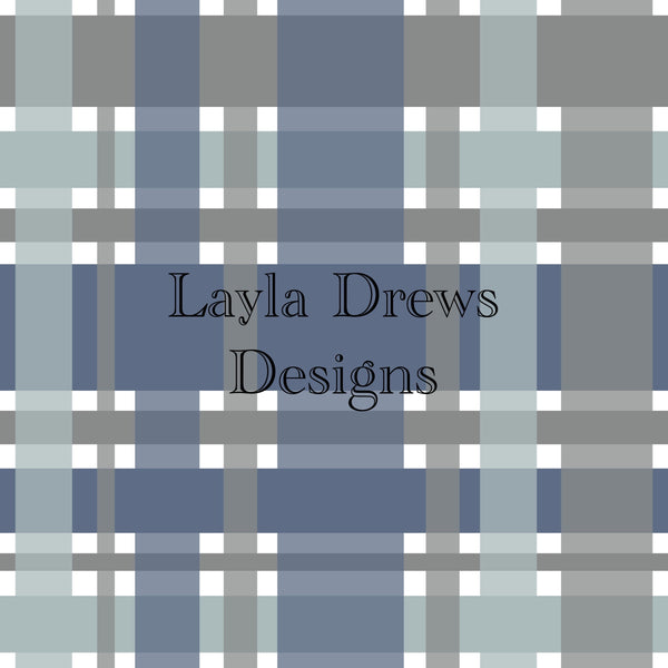 Layla Drew's Designs -Grey Blue Plaid