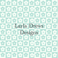 Layla Drew's Designs -Muted Blue Floral Checkers